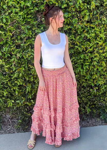 Ruffle and Rose Maxi Skirt