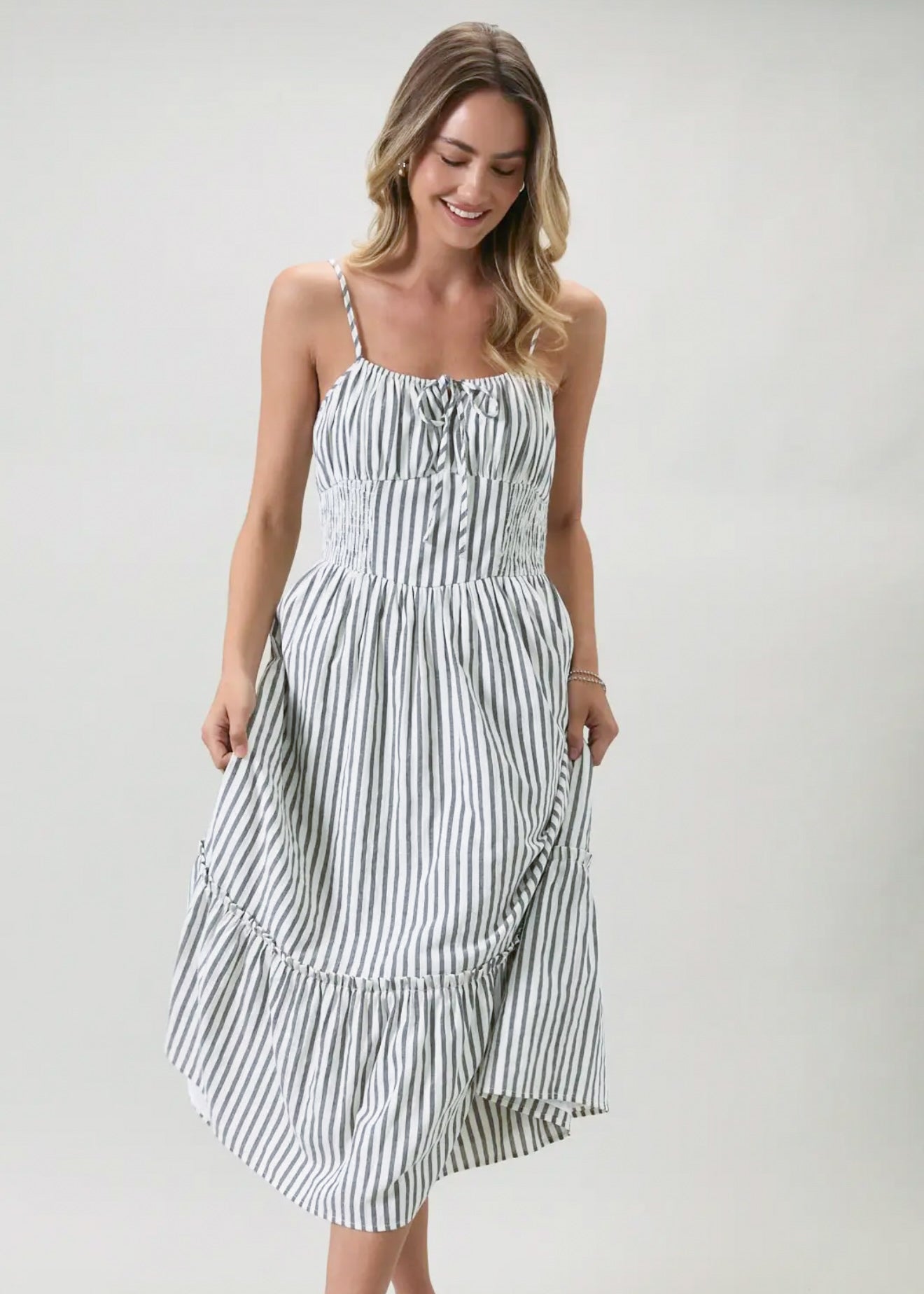 Santorini Striped Midi Dress