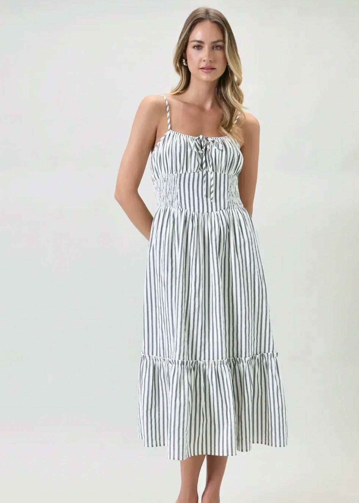 Santorini Striped Midi Dress